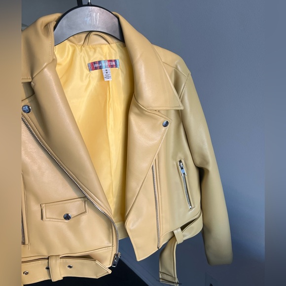 Urban Outfitters Yellow Faux Leather Moto Jacket Med - Picture 8 of 8